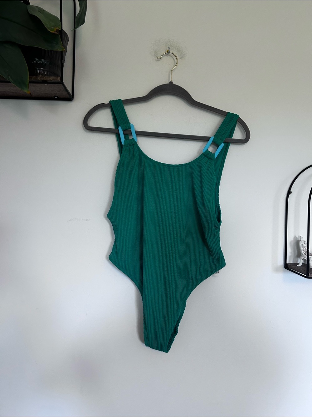 NWT Aerie Crinkle Birthday Scoop Cheekiest One Piece Jelly Bean Green Swimsuit L